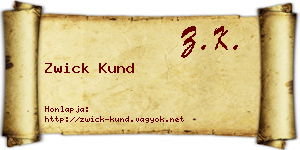 Zwick Kund névjegykártya